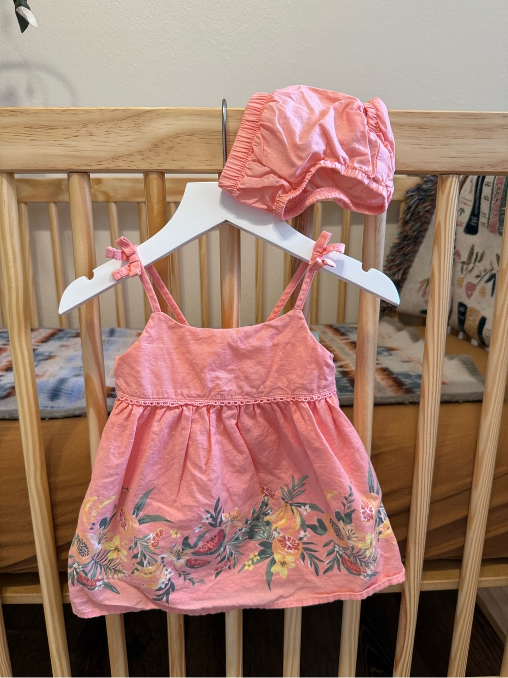 Baby BGosh Pink Floral Tie-Strap Dress with Matching Bloomers